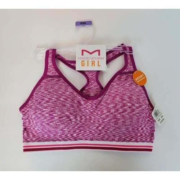 Maidenform Girls' Seamless Racerback Sports Bra Purple Pink Multi Tie Dye XXL - Picture 1 of 3